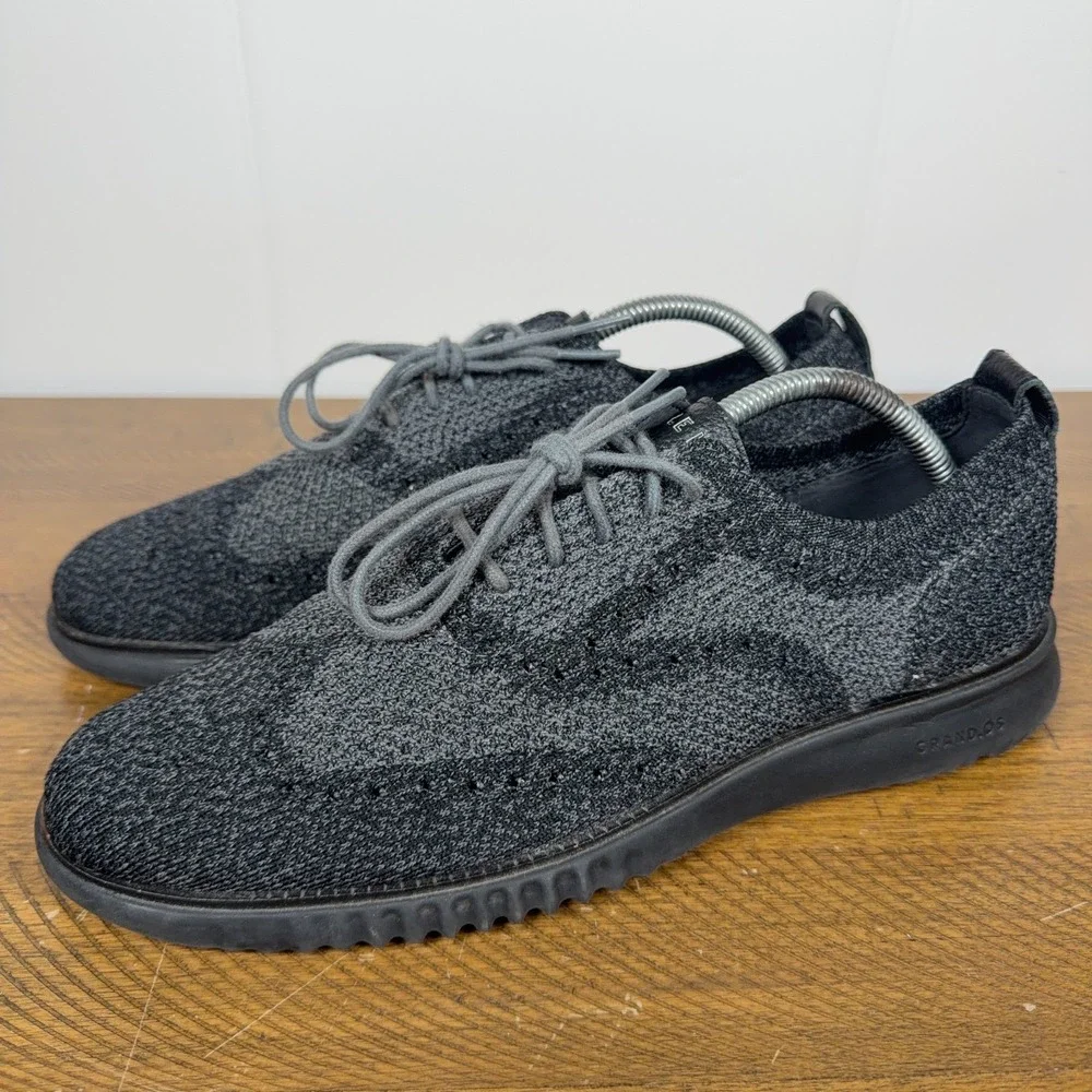Cole Haan Shoes Mens 10‎ Black Gray 2.ZERØGRAND Stitchlite Wingtip Oxford C27563